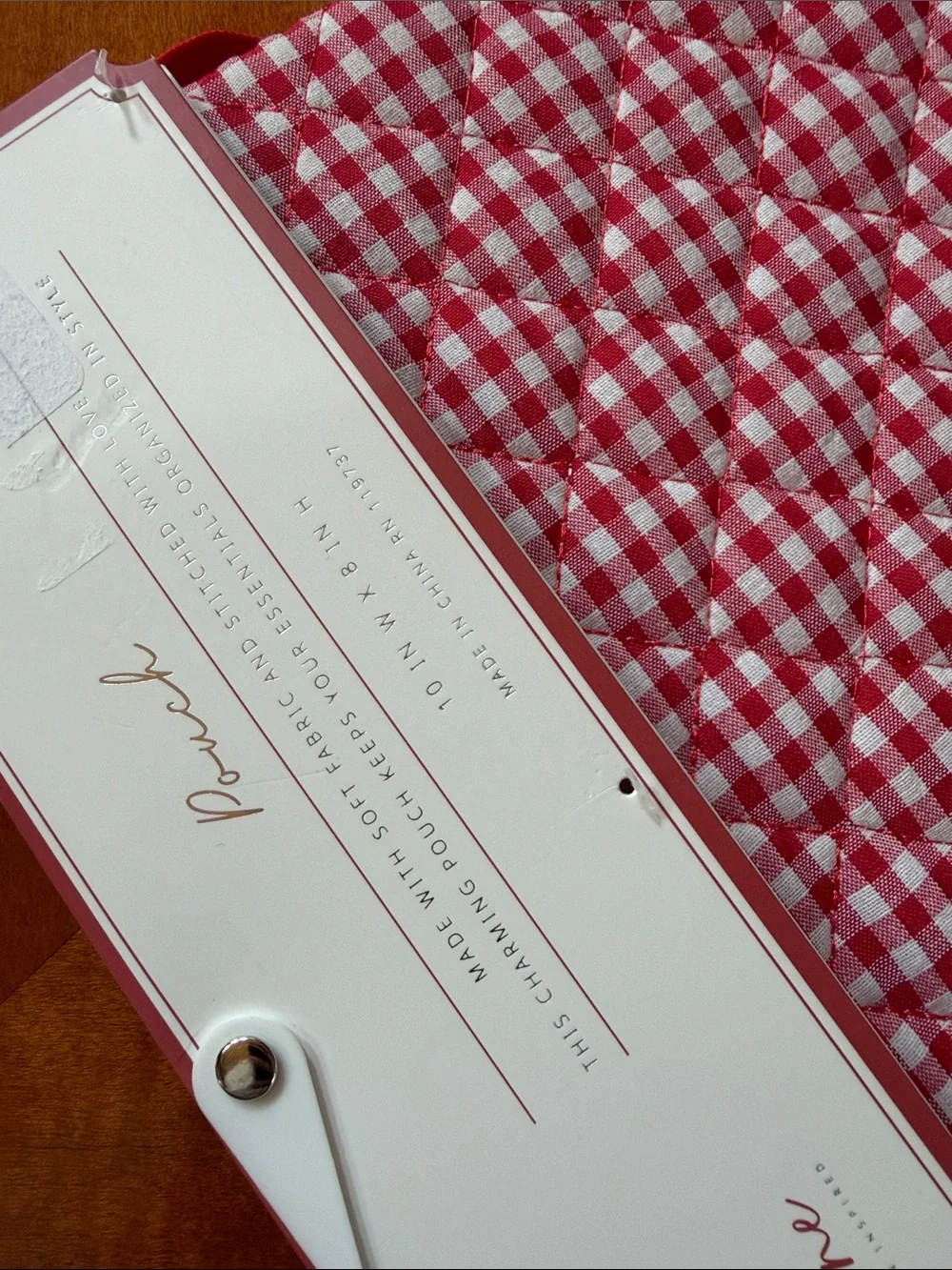 Red Gingham Quilted Cosmetic Pouch
